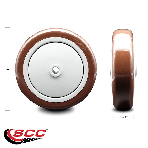 SCC - 5 Maroon Poly On Polyolefin Wheel Only - 3/8 Bore - 350 Lbs Capacity